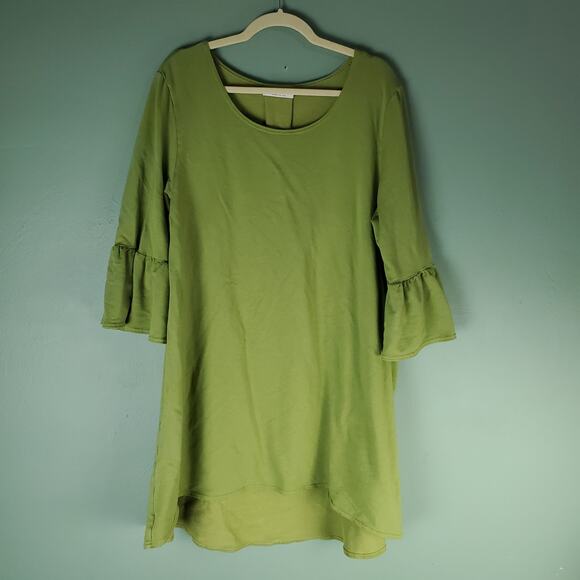 Bryn Walker Womens Green Phryne Tunic Bell Sleeve Top Size Medium Stretch - Picture 1 of 7